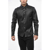 Geci de piele Leather Overshirt With Snap Buttons Barbati