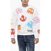 Bluze de trening Pac-Man All-Over Monogram Fleeced-Cotton Crew-Neck Sweatshir Barbati