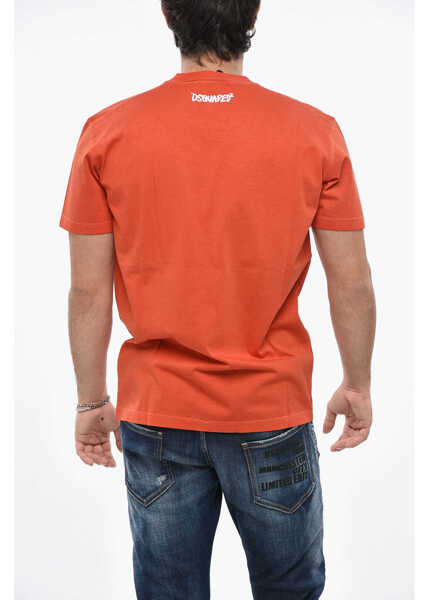 Tricouri DSQUARED2 Solid Color Crew-Neck T-Shirt Orange Barbati (BM 19485320) 2