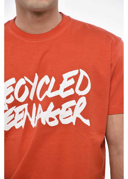 Tricouri DSQUARED2 Solid Color Crew-Neck T-Shirt Orange Barbati (BM 19485320) 3