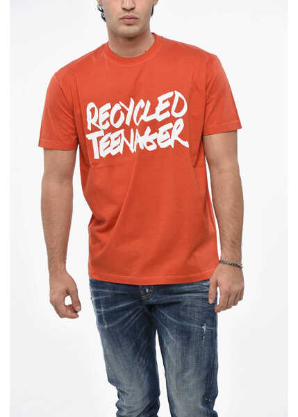 Tricouri DSQUARED2 Solid Color Crew-Neck T-Shirt Orange Barbati (BM 19485320) 1