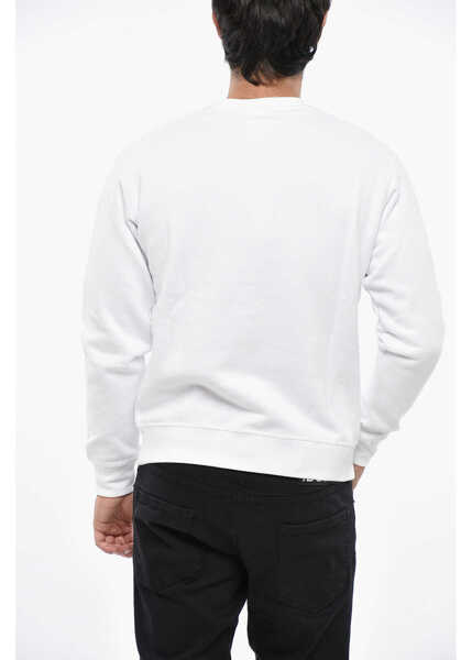 Bluze de trening DSQUARED2 Fleeced-Cotton Crew-Neck Sweatshirt With Maxi Print Frontal White Barbati (BM 19485371) 2