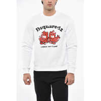 Bluze de trening Fleeced-Cotton Crew-Neck Sweatshirt With Maxi Print Frontal Barbati