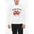 DSQUARED2 Fleeced-Cotton Crew-Neck Sweatshirt With Maxi Print Frontal White