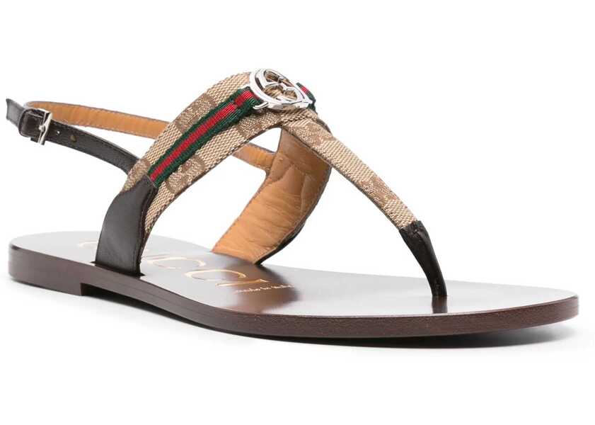 Sandale Gucci GG Crossover Sandals GG Crossover Sandals BEIGE/DARK BROWN Femei (BM 19485374) 2