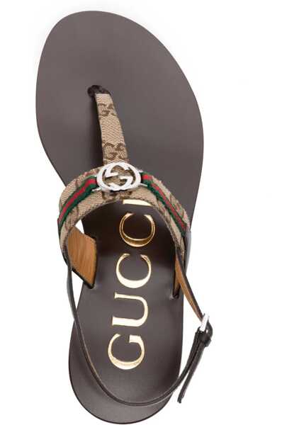 Sandale Gucci GG Crossover Sandals GG Crossover Sandals BEIGE/DARK BROWN Femei (BM 19485374) 4