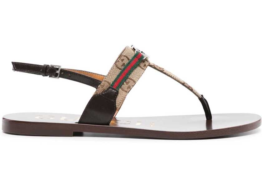 Sandale Gucci GG Crossover Sandals GG Crossover Sandals BEIGE/DARK BROWN Femei (BM 19485374) 1