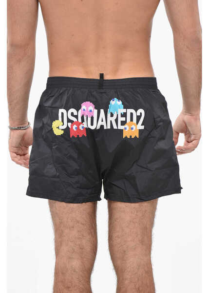 Bermude DSQUARED2 Pac-Man X D2 Nylon Swimshorts With Print Black Barbati (BM 19486766) 2