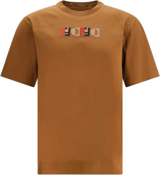 Tricouri Fendi T-Shirt with optical motif CUOIO Barbati (BM 19486769) 1