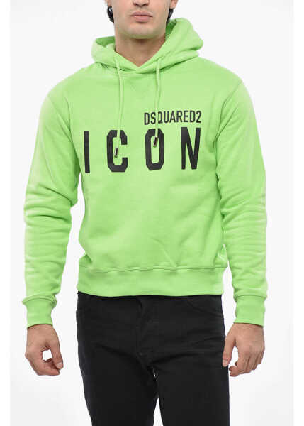 Bluze de trening DSQUARED2 Icon Fleeced-Cotton Hoodie With Contrasting Monogram Green Barbati (BM 19497989) 1