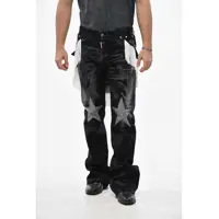 Blugi drepti Acid Wash Effect Loose Fit Jeans With Rhinestone 28Cm Barbati