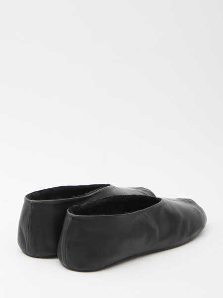 Balerini THE ROW Stella Leather And Shearling Slipper BLACK Femei (BM 19501442) 3