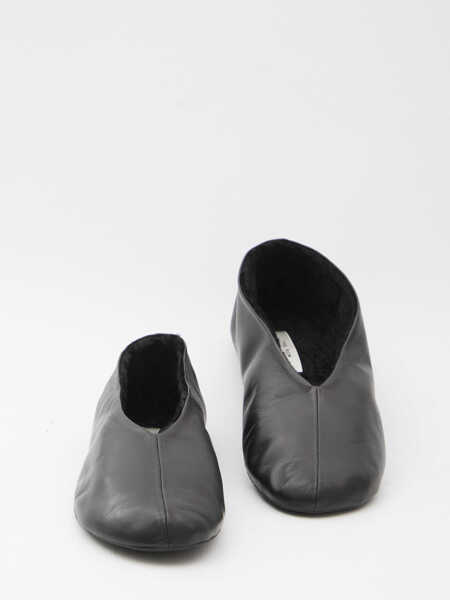 Balerini THE ROW Stella Leather And Shearling Slipper BLACK Femei (BM 19501442) 5