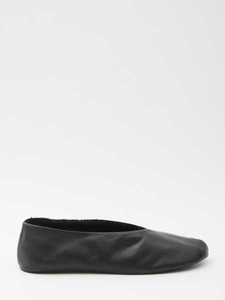 Balerini THE ROW Stella Leather And Shearling Slipper BLACK Femei (BM 19501442) 1