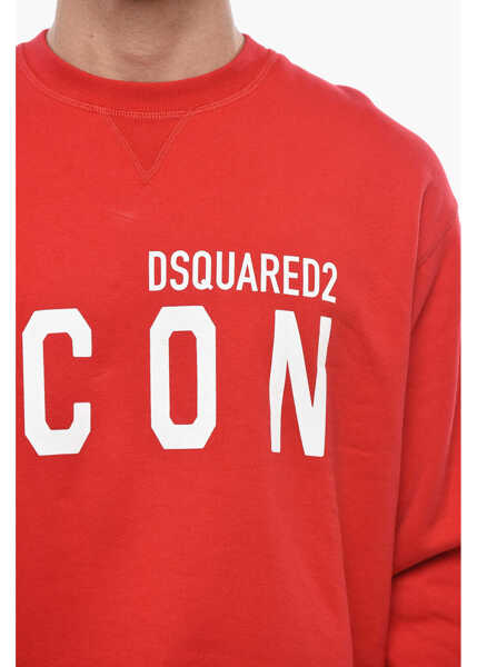Bluze de trening DSQUARED2 Icon Fleeced Cotton Crew-Neck Sweatshirt Red Barbati (BM 19501550) 3