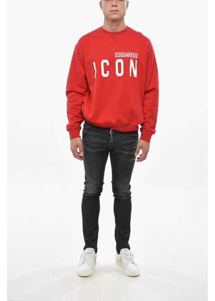 Bluze de trening DSQUARED2 Icon Fleeced Cotton Crew-Neck Sweatshirt Red Barbati (BM 19501550) 4