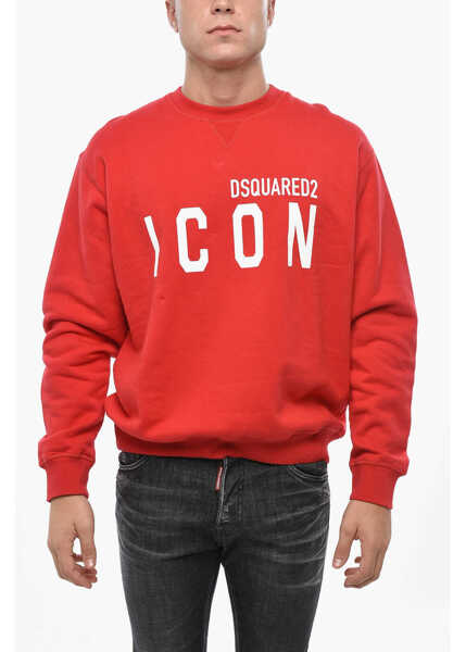 Bluze de trening DSQUARED2 Icon Fleeced Cotton Crew-Neck Sweatshirt Red Barbati (BM 19501550) 1