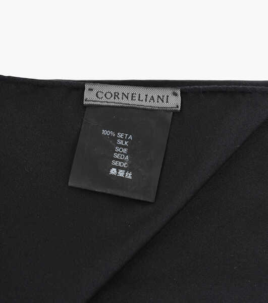 Esarfe CORNELIANI Solid Color Pure Silk Pocket Square Black Barbati (BM 19501556) 3