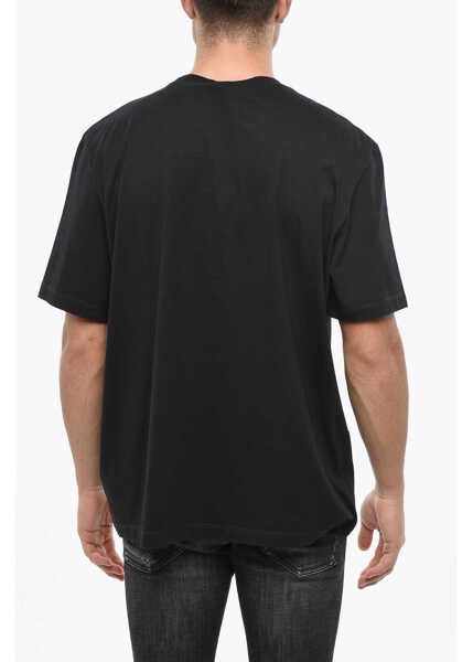 Tricouri DSQUARED2 Cotton Crew-Neck T-Shirt With Monogram Black Barbati (BM 19501562) 2