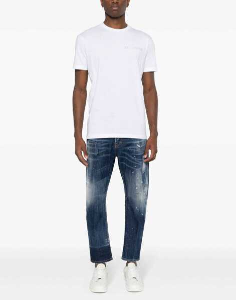 Tricouri DSQUARED2 Cotton Crew-Neck T-Shirt With Logo White Barbati (BM 19501565) 2