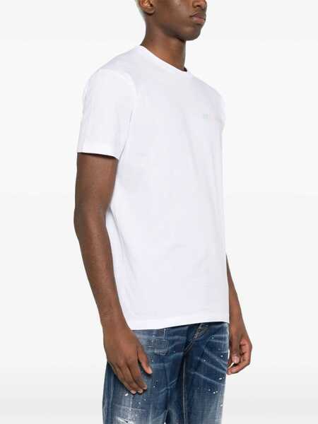 Tricouri DSQUARED2 Cotton Crew-Neck T-Shirt With Logo White Barbati (BM 19501565) 3