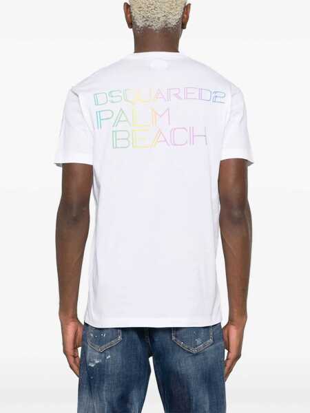Tricouri DSQUARED2 Cotton Crew-Neck T-Shirt With Logo White Barbati (BM 19501565) 4