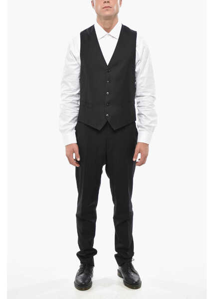 Veste costum CORNELIANI Virgin Wool Vest With 4 Buttons And 2 Pockets Black Barbati (BM 19501577) 4