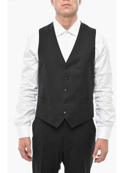 Veste costum CORNELIANI Virgin Wool Vest With 4 Buttons And 2 Pockets Black Barbati (BM 19501577) 1
