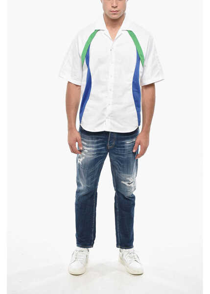 Camasi casual DSQUARED2 Short Sleeve Shirt With Contrasting Bands White Barbati (BM 19501580) 4