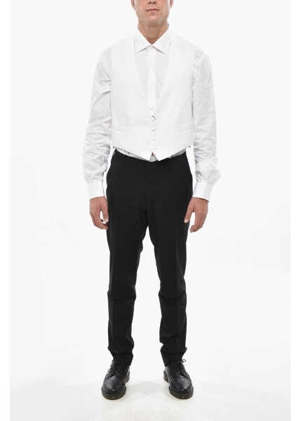 Veste costum CORNELIANI Honeycomb Cotton Master Formal Vest White Barbati (BM 19501583) 4