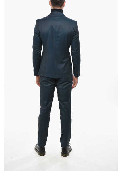 Costume CORNELIANI Virgin Wool Side Vents Peak Lapel Refined 2-Button Suit Blue Barbati (BM 19501586) 4