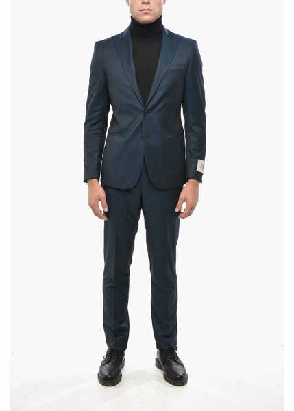 Costume CORNELIANI Virgin Wool Side Vents Peak Lapel Refined 2-Button Suit Blue Barbati (BM 19501586) 1