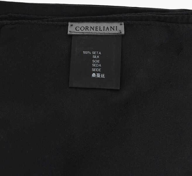 Esarfe CORNELIANI Solid Color Pure Silk Pocket Square Black Barbati (BM 19501604) 3