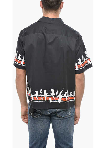 Camasi casual Neil Barrett Short Sleeved Boxy Fit Shirts With Jumbled Bolts Print Black Barbati (BM 19501610) 2