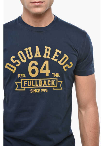 Tricouri DSQUARED2 Cotton Crew-Neck T-Shirt With Print Blue Barbati (BM 19501628) 3