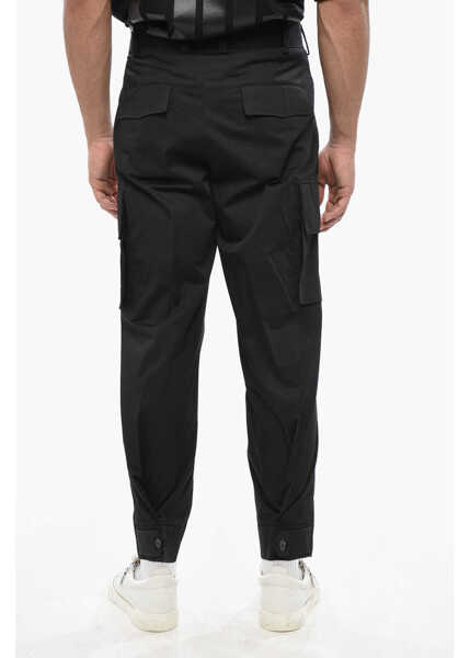 Pantaloni casual Neil Barrett Stretch Cotton Loose Fit Cargo Pants Black Barbati (BM 19501631) 2