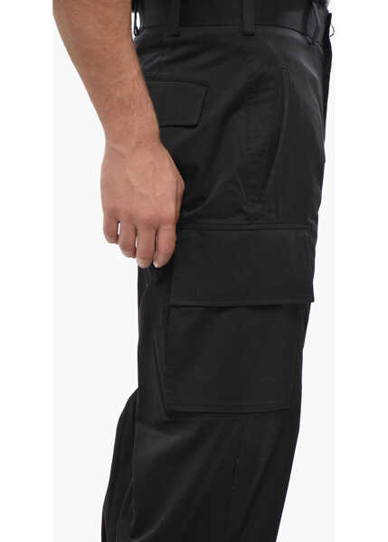 Pantaloni casual Neil Barrett Stretch Cotton Loose Fit Cargo Pants Black Barbati (BM 19501631) 3
