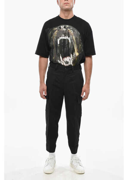 Pantaloni casual Neil Barrett Stretch Cotton Loose Fit Cargo Pants Black Barbati (BM 19501631) 4