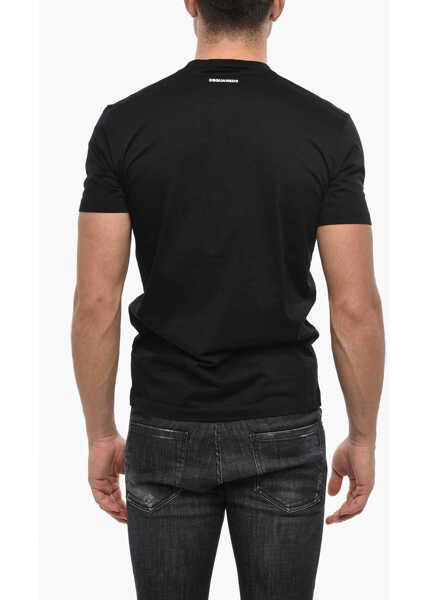 Tricouri DSQUARED2 Cotton Crew-Neck T-Shirt With Print Black Barbati (BM 19501637) 2