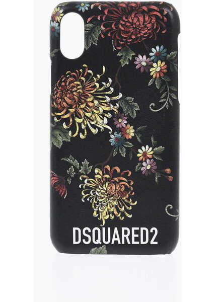 Huse mobil & tablete DSQUARED2 Eco-Leather Iphone X Case With Floral Motif Black Barbati (BM 19501646) 1