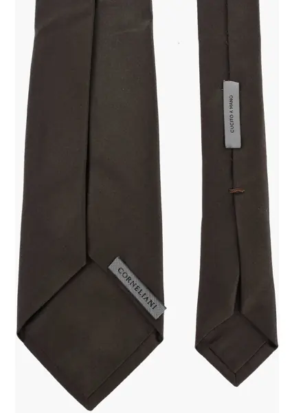 Cravate CORNELIANI Hand Stitched Solid Color Silk Tie Brown Barbati (BM 19501655) 3