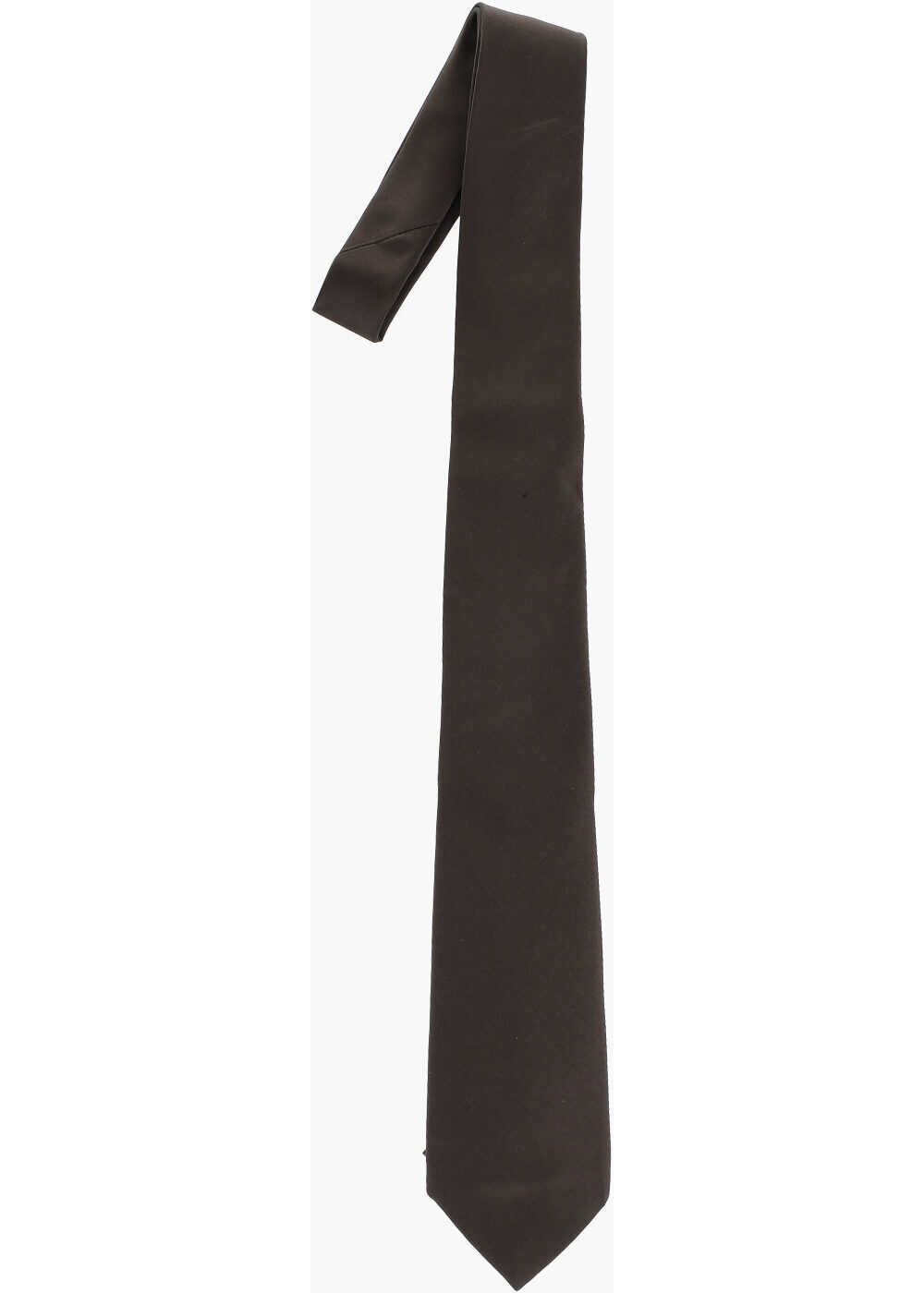 Cravate CORNELIANI Hand Stitched Solid Color Silk Tie Brown Barbati (BM 19501655) 1