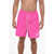 DSQUARED2 Icon Solid Color Swim Shorts With Printed Logo Pink