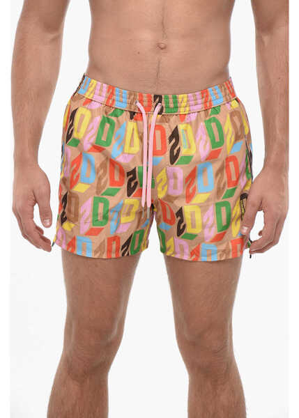 Sorturi de baie DSQUARED2 Nylon Swim Shorts With All-Over Logo Multicolor Barbati (BM 19501673) 1