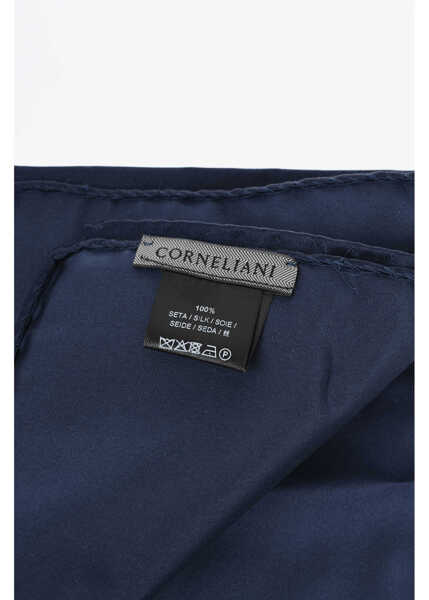 Esarfe CORNELIANI Solid Color Pure Silk Pocket Square Blue Barbati (BM 19501682) 3