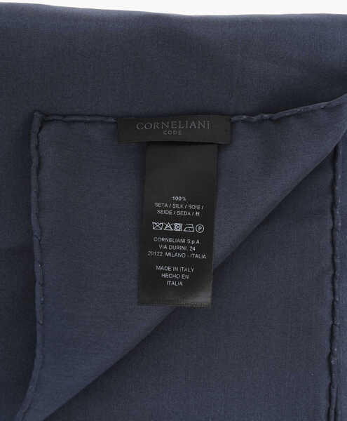 Esarfe CORNELIANI Code Solid-Color Silk Pocket Square Blue Barbati (BM 19501685) 3