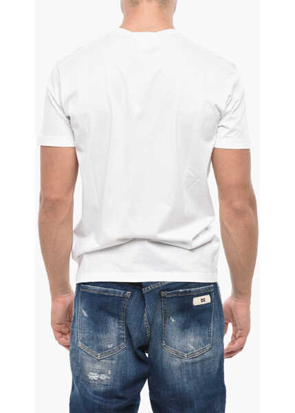 Tricouri DSQUARED2 Cotton Crew-Neck T-Shirt With Print White Barbati (BM 19502723) 2