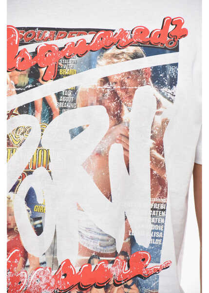 Tricouri DSQUARED2 Cotton Crew-Neck T-Shirt With Print White Barbati (BM 19502723) 3