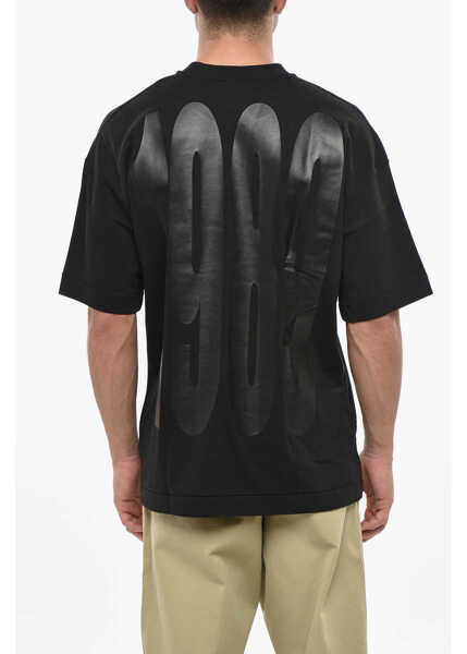 Tricouri 1989 STUDIO Solid Color Crewneck T-Shirt With Maxi Print Black Barbati (BM 19502735) 2