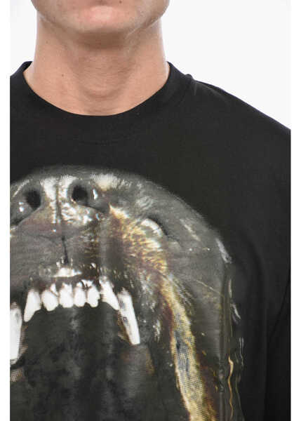 Tricouri 1989 STUDIO Solid Color Crewneck T-Shirt With Maxi Print Black Barbati (BM 19502735) 3